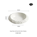 White ceramic deep plate with textured rock print skirt in modern white bowl design for serving meals