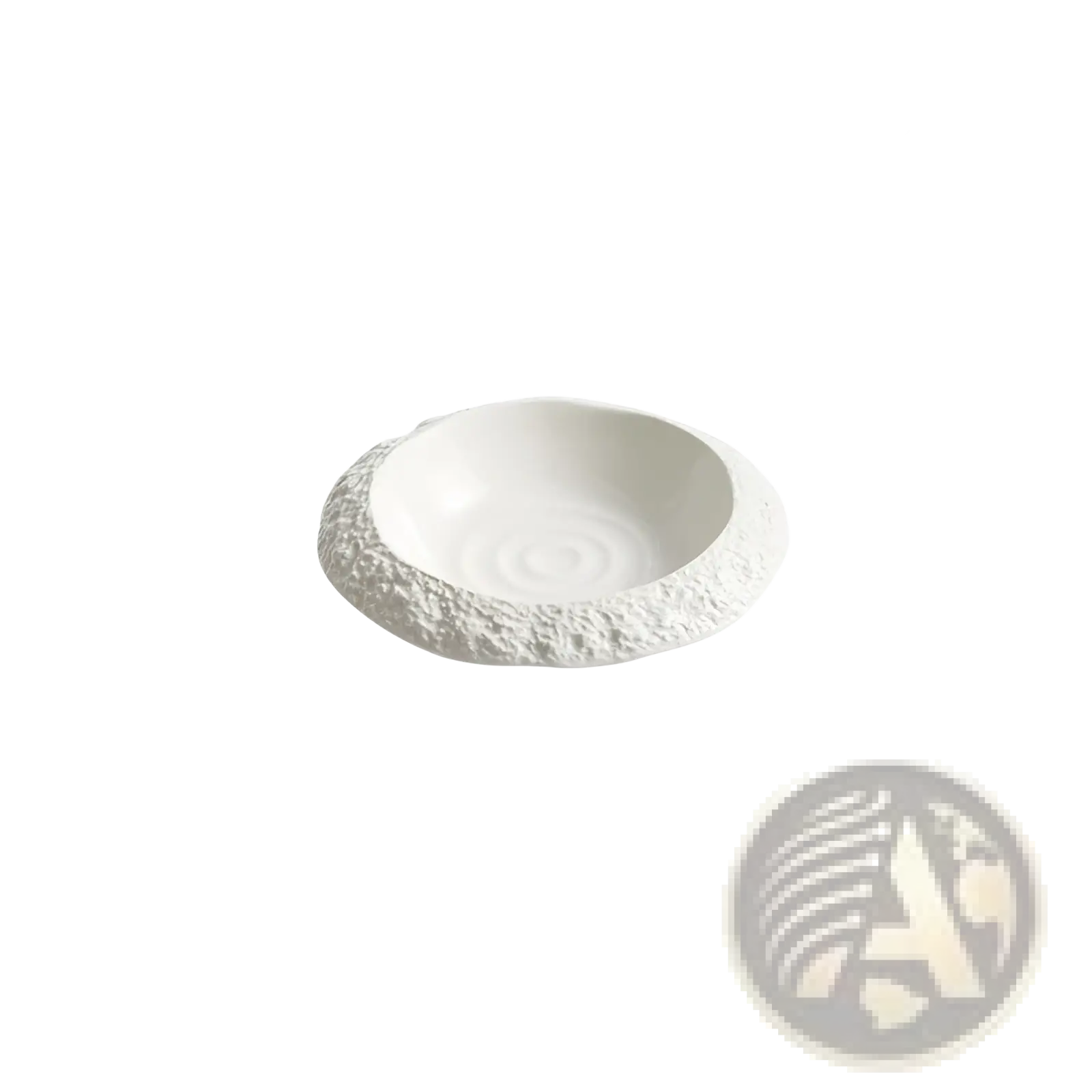 White ceramic deep skirt plate with textured rock pattern design modern bowl for serving