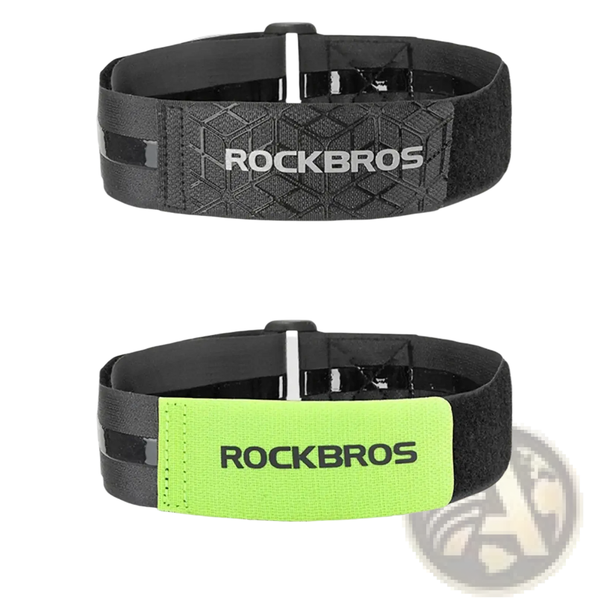 Rockbros bicycle luggage strap anti-slip tie rope with black and neon green textured fabric and reflective panels
