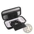 Black durable hard-shell Rog Ally x hard carrying case with mesh lining and molded compartments for gaming accessories