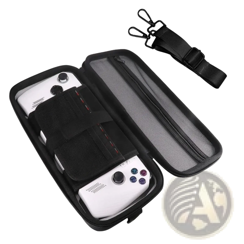 Rog ally x hard carrying case black mesh and fabric gaming console bag with adjustable shoulder strap for travel protection