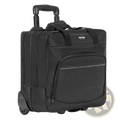 Black rolling laptop bag 15.6 inch wheeled briefcase with textured fabric and reinforced stitching