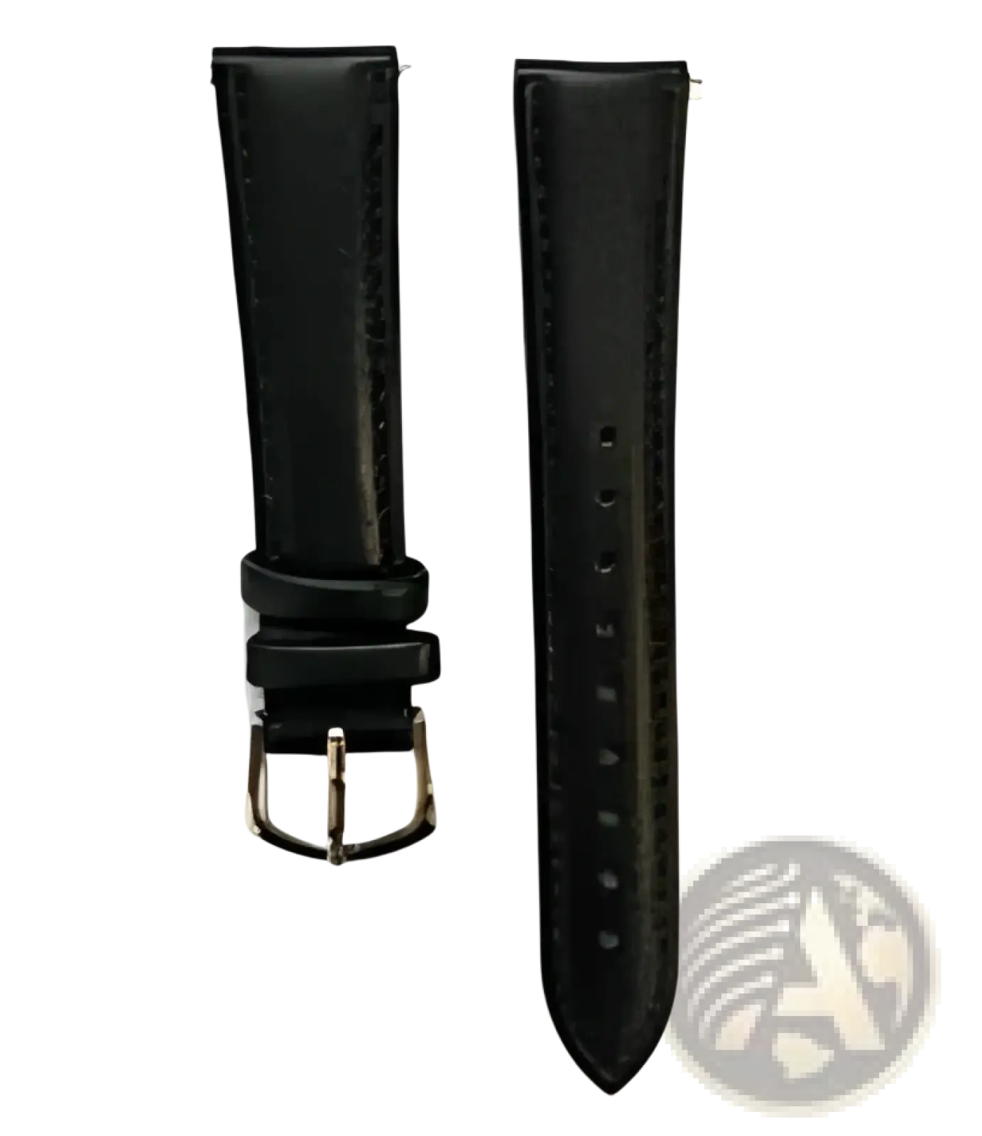 Rose gold butterfly smartwatch with a black leather strap featuring a silver-toned buckle and multiple adjustment holes