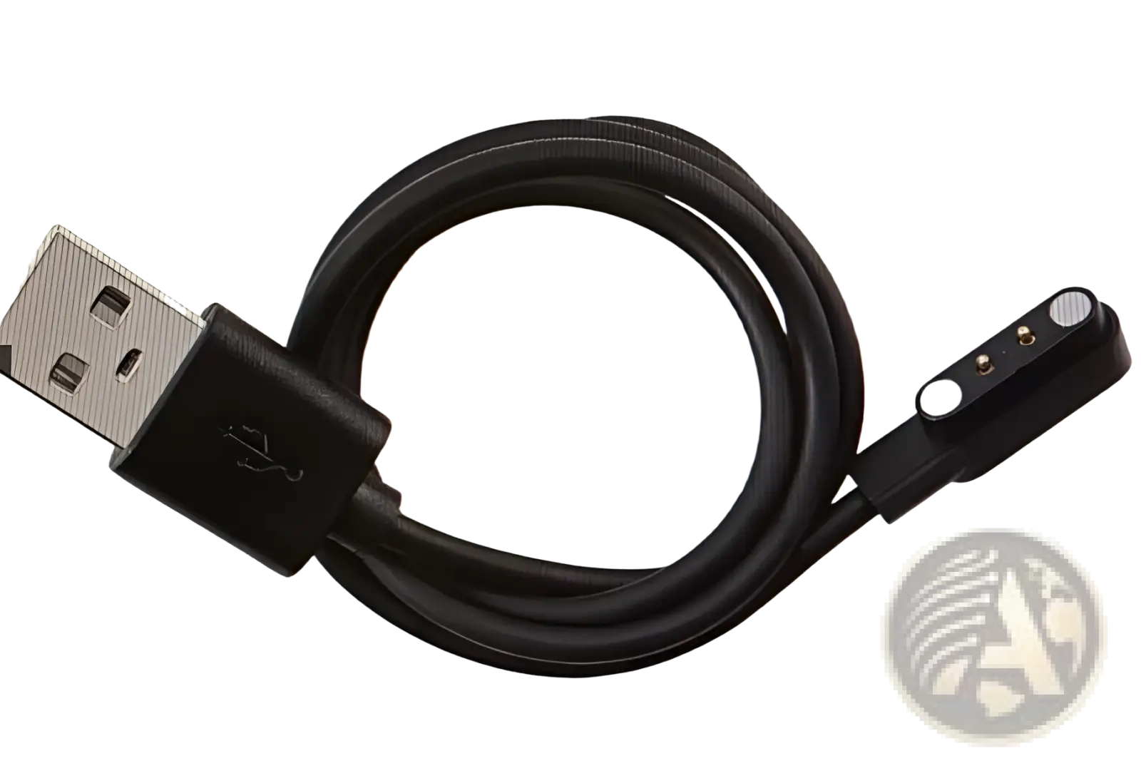 Black magnetic charging cable with usb-a connector compatible with rose gold butterfly smartwatch with stainless steel mesh band