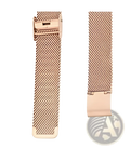 Rose gold butterfly smartwatch with stainless steel mesh band featuring a sleek interwoven metal design and polished clasp