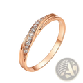 Rose gold cubic zirconia dainty wedding ring with a sleek intertwined band adorned with sparkling clear diamonds