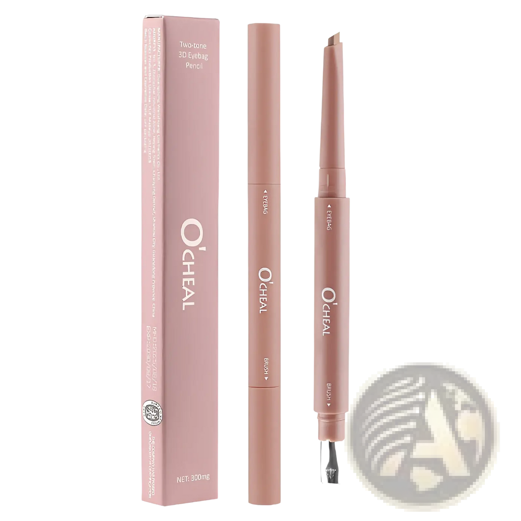 A sleek rose gold dual ended eyeshadow and silkworm pen with 3d two tone pencil brush and sharpener