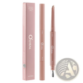 A sleek rose gold dual ended eyeshadow and silkworm pen with 3d two tone pencil brush and sharpener