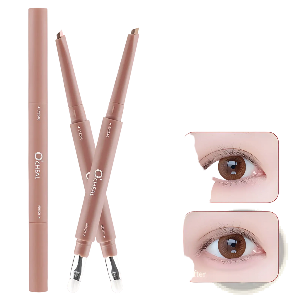 Rose gold dual ended eyeshadow and silkworm pen with matte finish and precision-tipped applicators