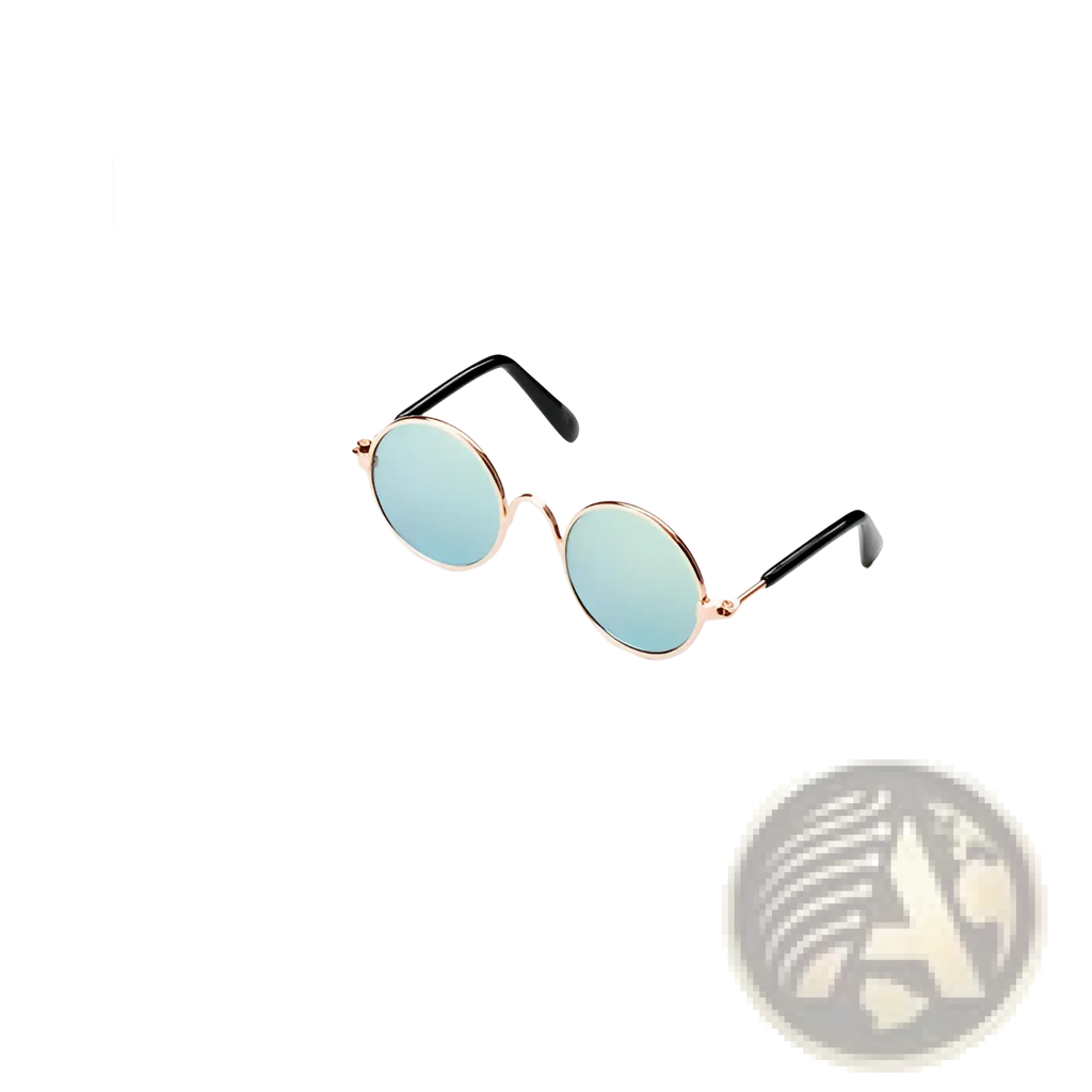 Rose gold metal round cat sunglasses with black temples and light blue mirrored lenses for stylish sun protection