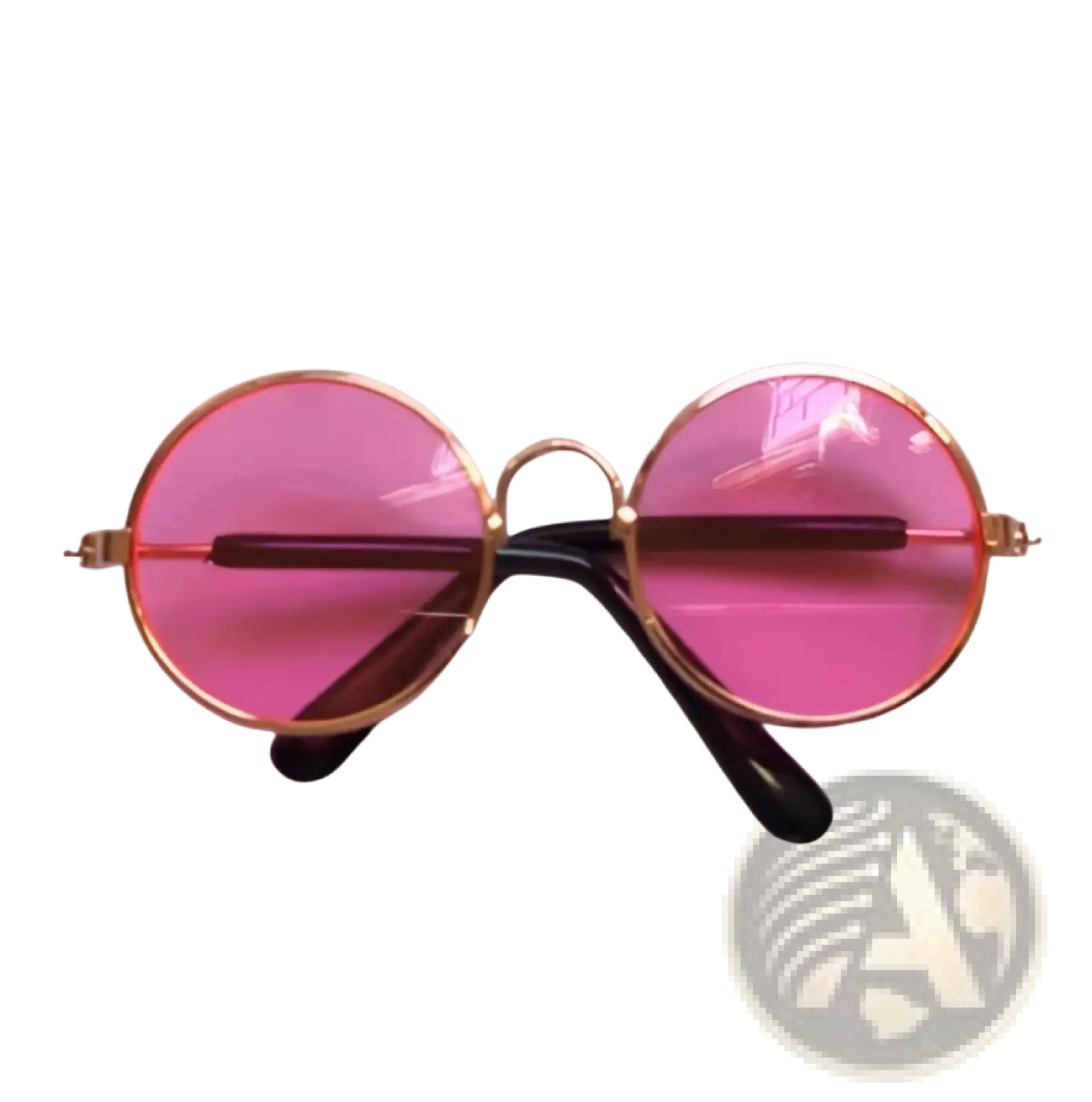 Rose gold metal round cat sunglasses with pink mirrored lenses and dark brown temple arms in gold-toned frames
