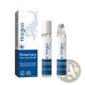 Hoegoa rosemary hair growth oil roller with vitamin E in sleek white and blue cylindrical transparent body with silver cap