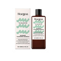 Brown glass bottle of hoegoa rosemary thickening shampoo with black cap and white label featuring mint green wave graphics