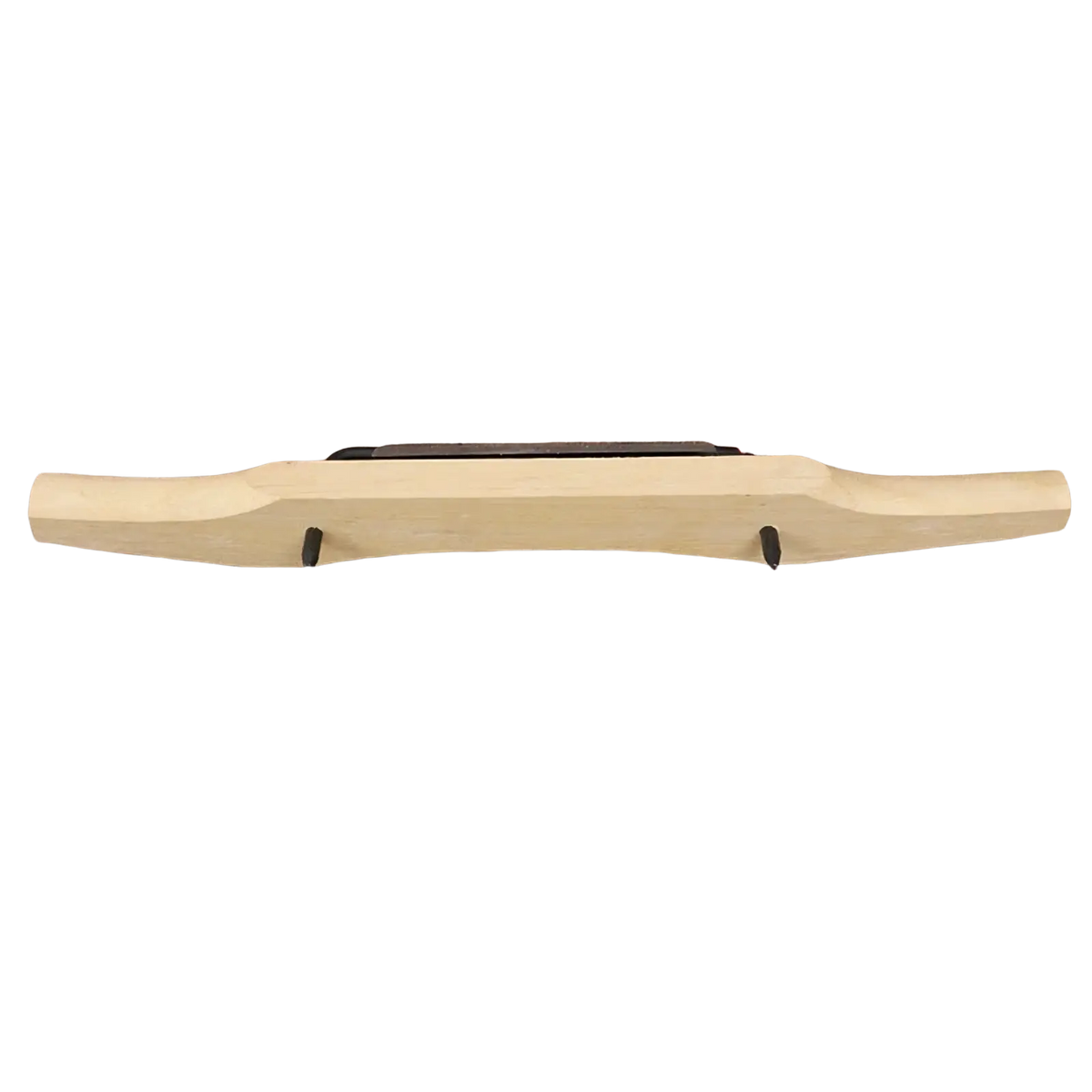 Light-colored wooden rosewood hand planer with black metal blade and two small black handles for woodworking trimming
