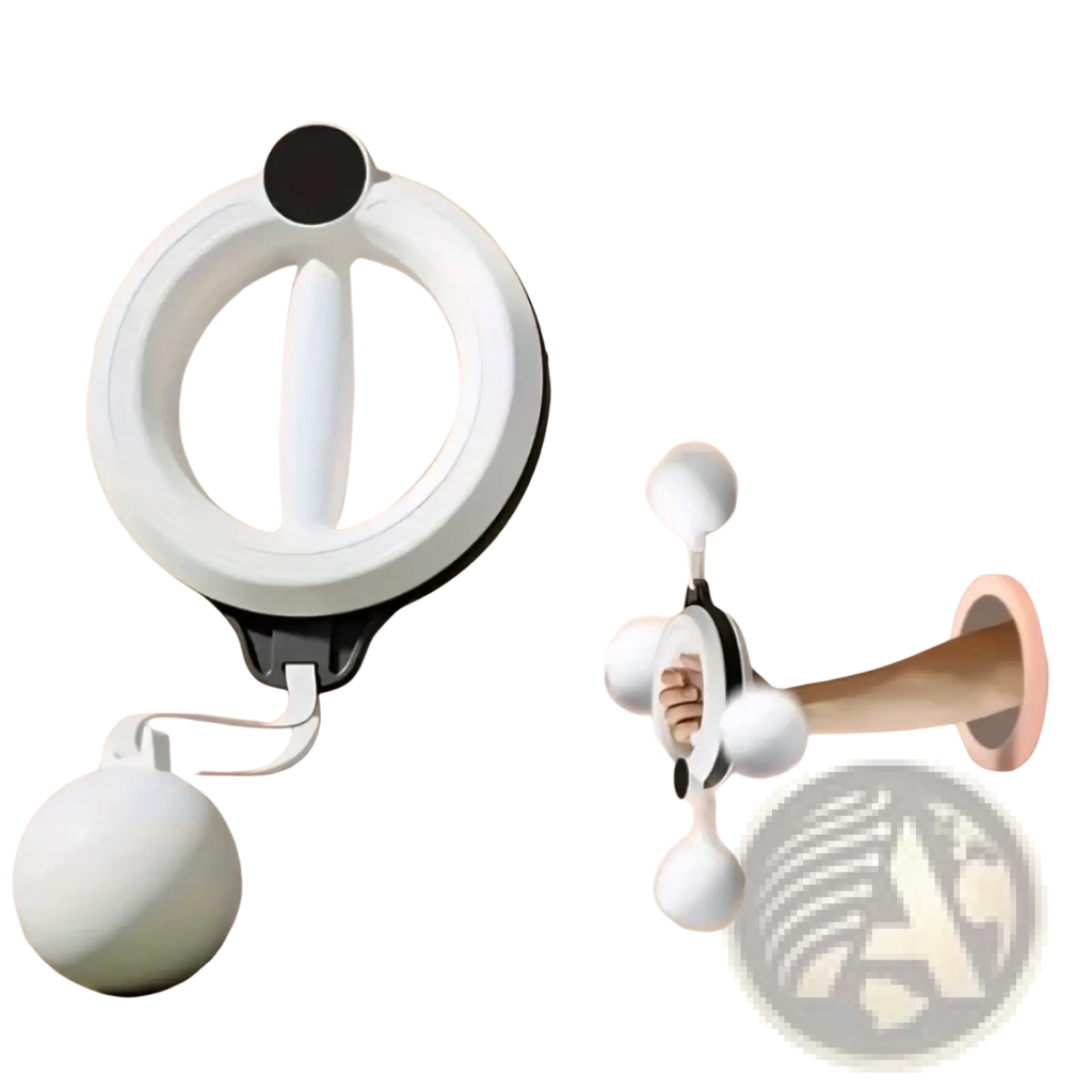 Rotary handheld arm fitness machine white and black with circular handle weight ball and adjustable resistance for upper body workouts