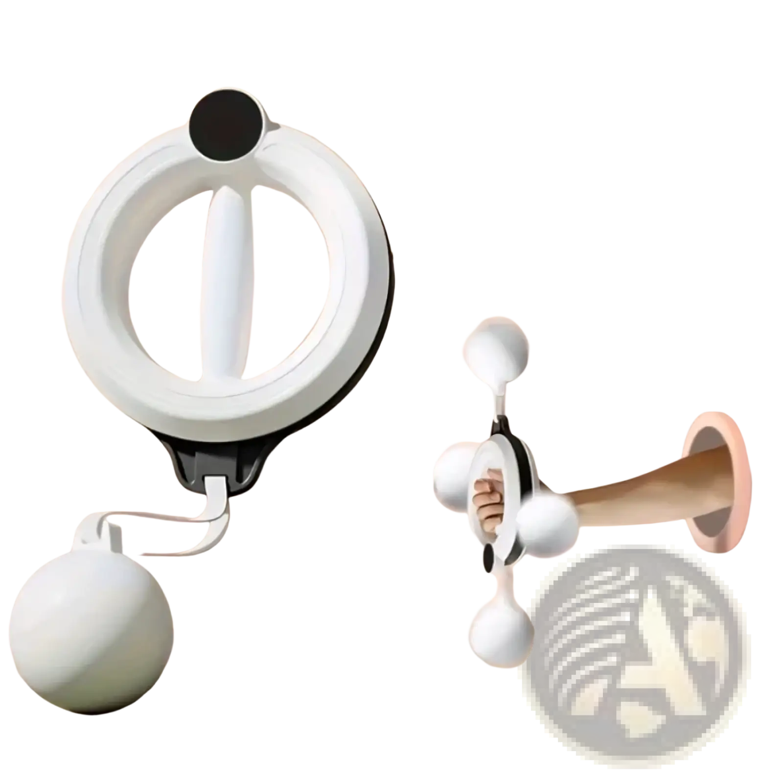 Rotary handheld arm fitness machine white and black with circular handle weight ball and adjustable resistance for upper body workouts