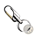 Silver and gold-tone rotating car keychain stainless steel key ring with omuda brand name engraved on carabiner clip