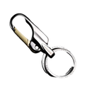Silver and gold-tone rotating car keychain stainless steel key ring with omuda brand name engraved on carabiner clip