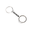 Rotating silver circle keychain with polished metallic ring and flat back surface for custom engraving or decoration