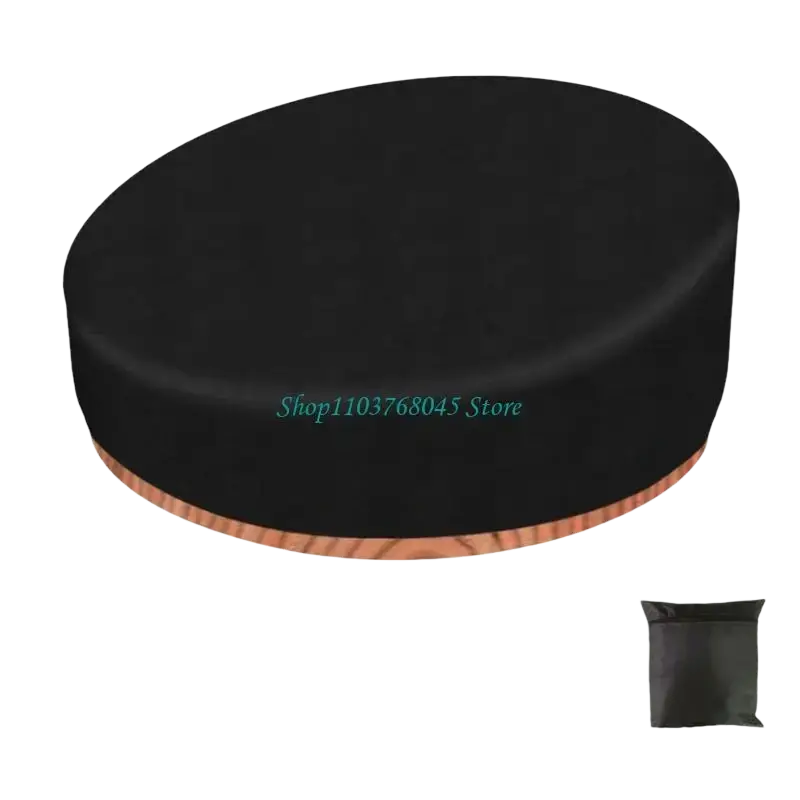 Black oval-shaped cushion cover with wooden base made of durable 210d oxford cloth for outdoor daybed protection