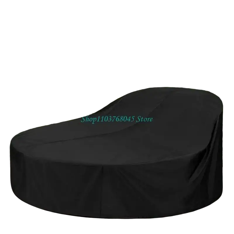 Black round outdoor daybed cover made of durable 210d oxford cloth for patio chair protection