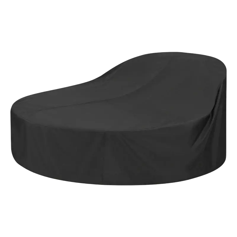 Black waterproof outdoor chaise lounge cover made of durable 210d oxford cloth for all-weather protection