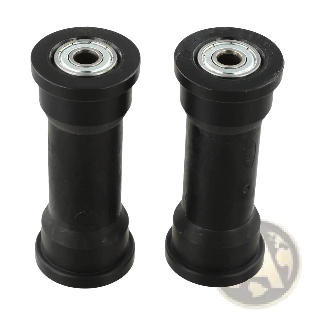 Black rubber rowing machine bearing pulley hub bearings with silver metal inner races for high load capacity