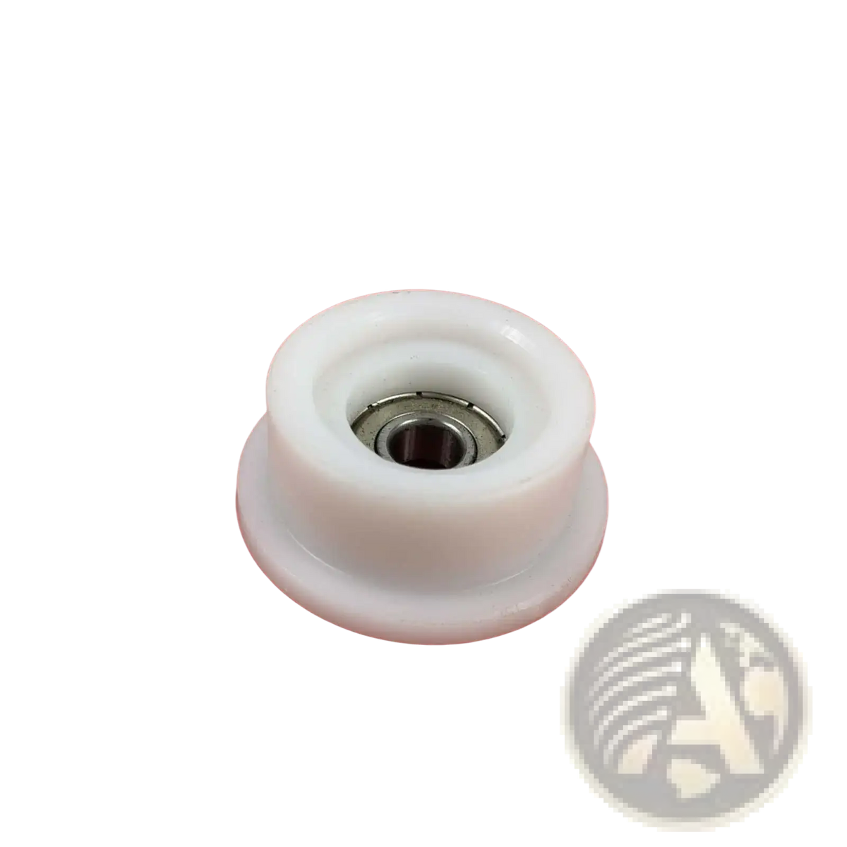 White plastic rowing machine bearing pulley wheel replacement with metallic central bearing for smooth operation