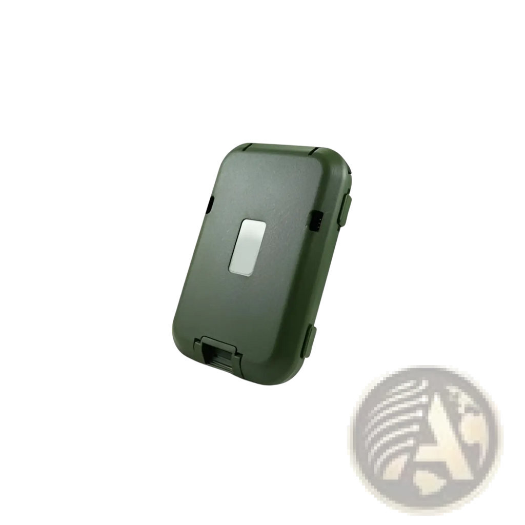 Army green rugged aluminum rfid blocking card wallet with plastic front window for secure travel storage
