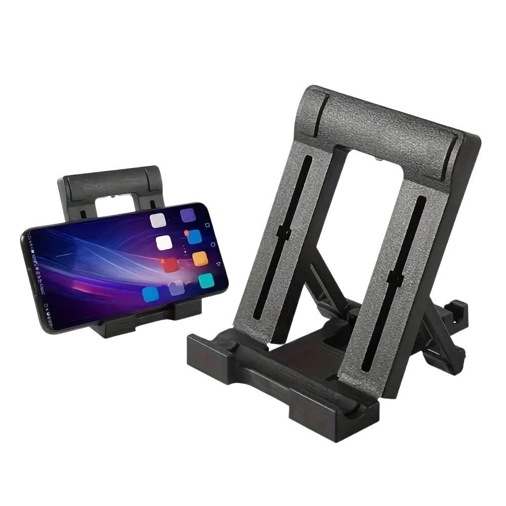 Black rugged clip holder tablet stand with textured surface and adjustable arms 1pc heavy duty clip holder