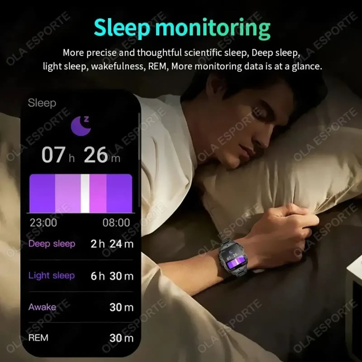 Black rugged gps smartwatch with digital sleep monitoring display for men and women outdoor fitness tracking