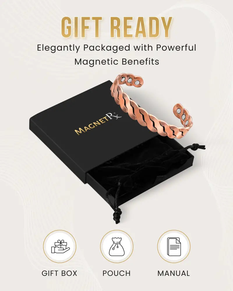 Rugged copper magnetic twist therapy bracelet in rose gold copper with a braided interlocking design