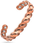 Rose gold rugged copper magnetic twist therapy bracelet with twisted link design and three circular magnets on each end