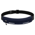 Navy blue waterproof running belt fanny pack with black adjustable strap and reflective white stripes for fitness