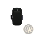 Black neoprene running phone armband with zipper closure and adjustable strap for under 6 inch smartphones