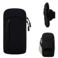 Black 6.8 inch running phone armband with zipper closure and mesh ventilation panel on the back for sports use