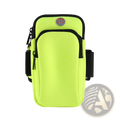Bright neon green running phone armband with black trim and zippers waterproof sports pouch for athletics