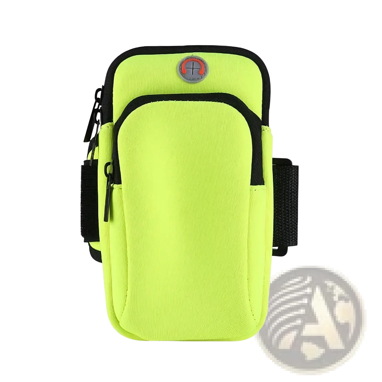 Bright neon green running phone armband with black trim and zippers waterproof sports pouch for athletics