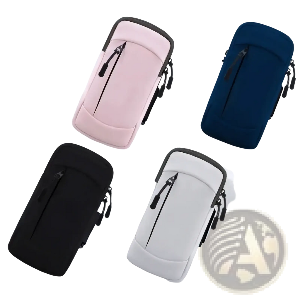 Running phone armband waterproof sports pouches in pink navy blue black and white neoprene with black zippers