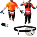 Black running race bib belt with reflective patches adjustable buckle system and energy gel loops for marathon use