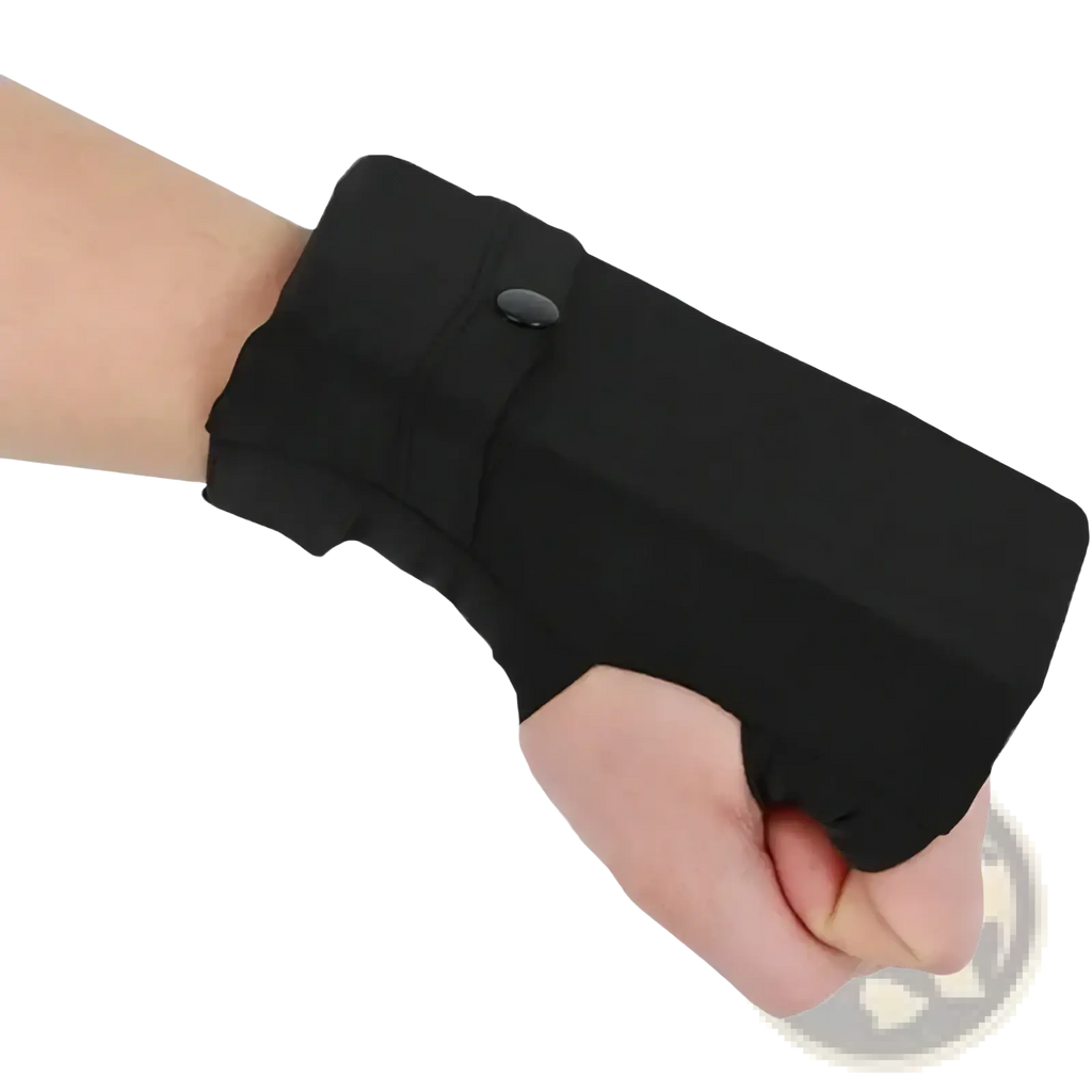 Black fabric running wrist wallet with single button closure for smartphone and outdoor sports use