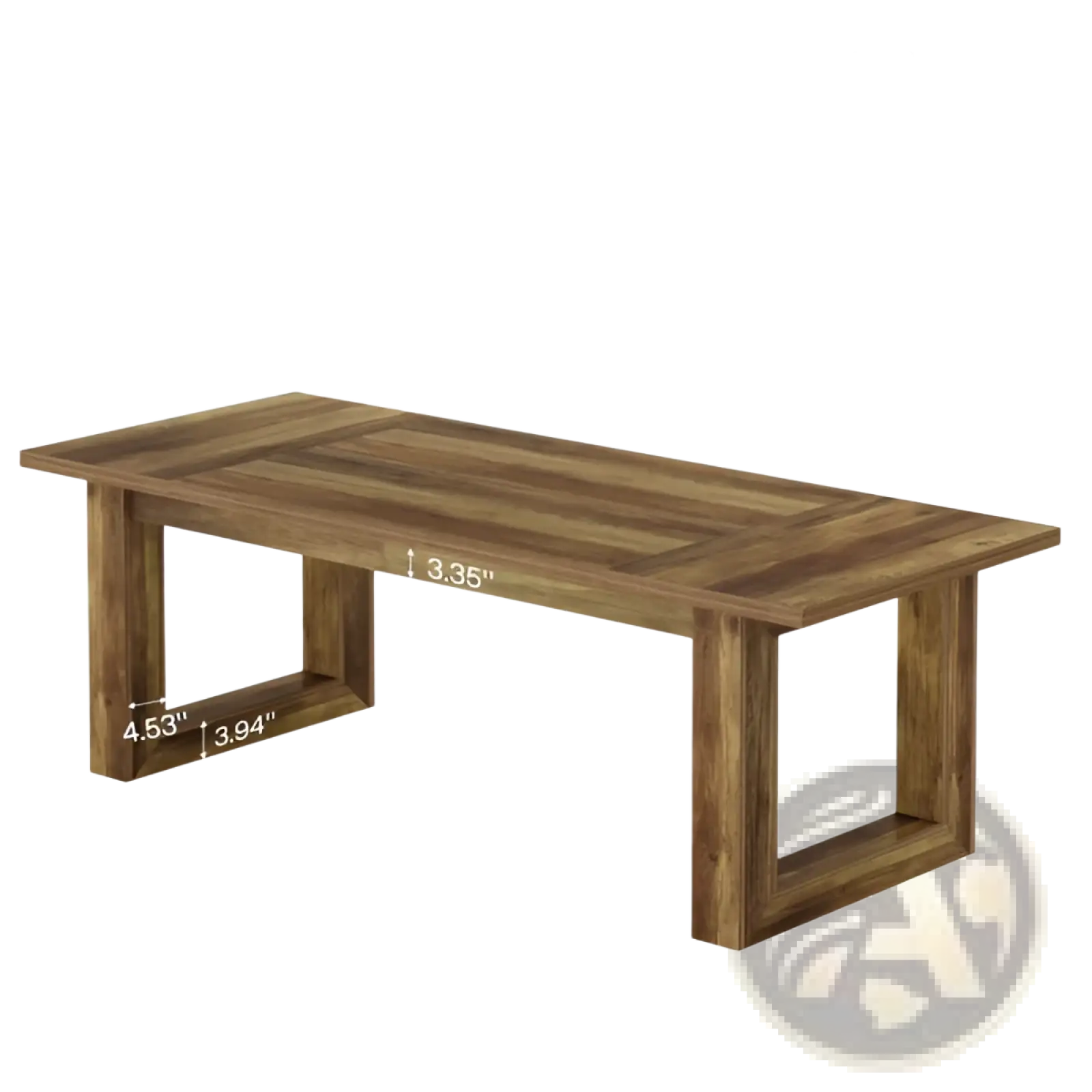 Rustic brown wooden computer and dining desk with a warm finish and sturdy rectangular legs