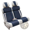 Blue and white striped rv rock and roll seat bed pu leather cover with stitched detailing