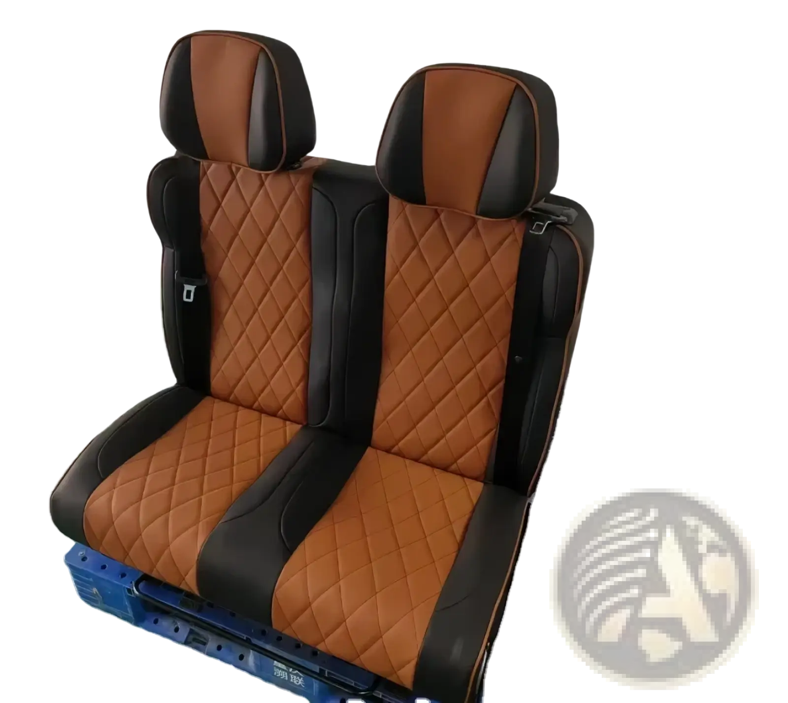 Brown and black quilted leather rv rock and roll seat bed pu leather ysr seating with diamond-stitched pattern