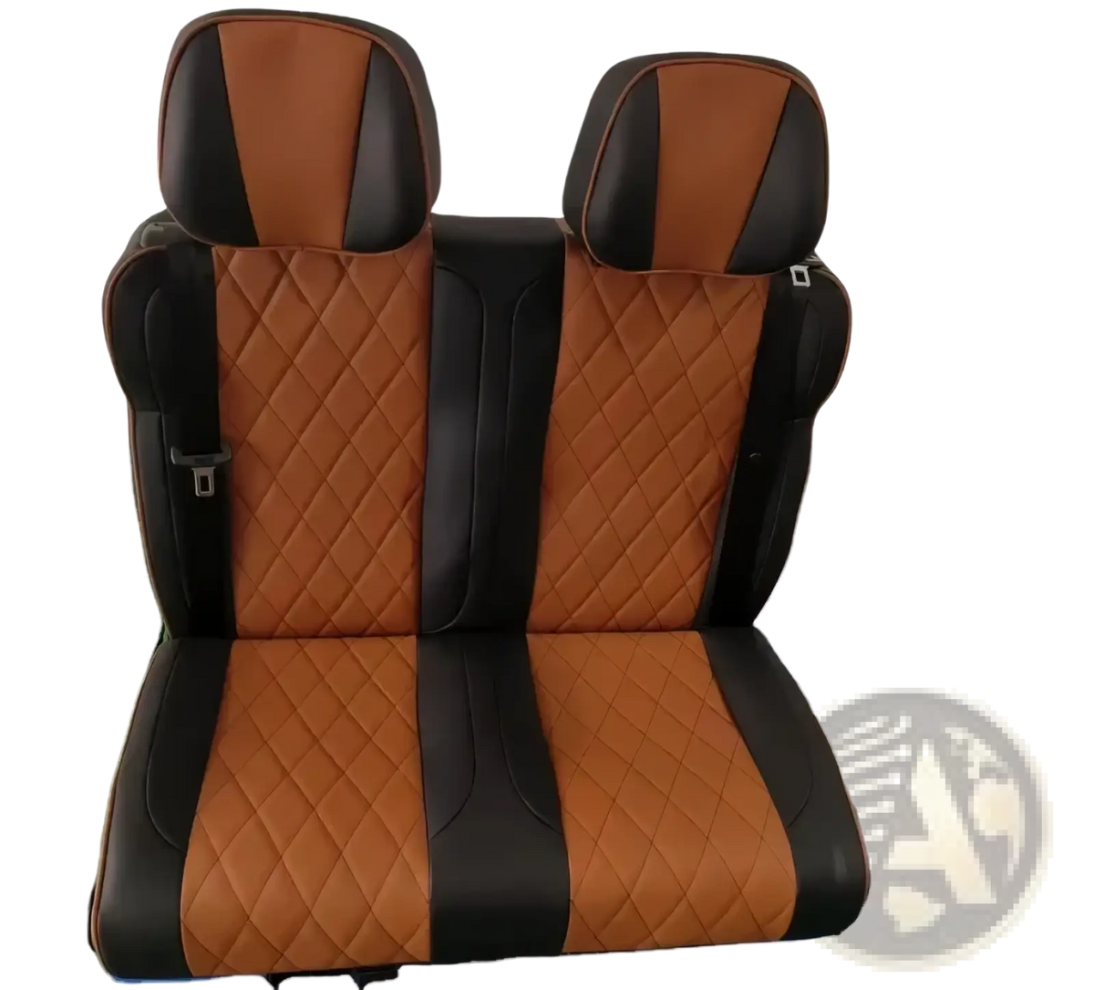 Brown and black quilted leather rv rock and roll seat bed covers with diamond-stitched pattern in pu leather