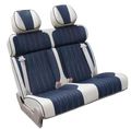 Blue and white striped rv rock and roll seat bed pu leather cover with stitched detailing