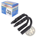 Black plastic s-shaped push up bars with textured non-slip grip handles for fitness exercises