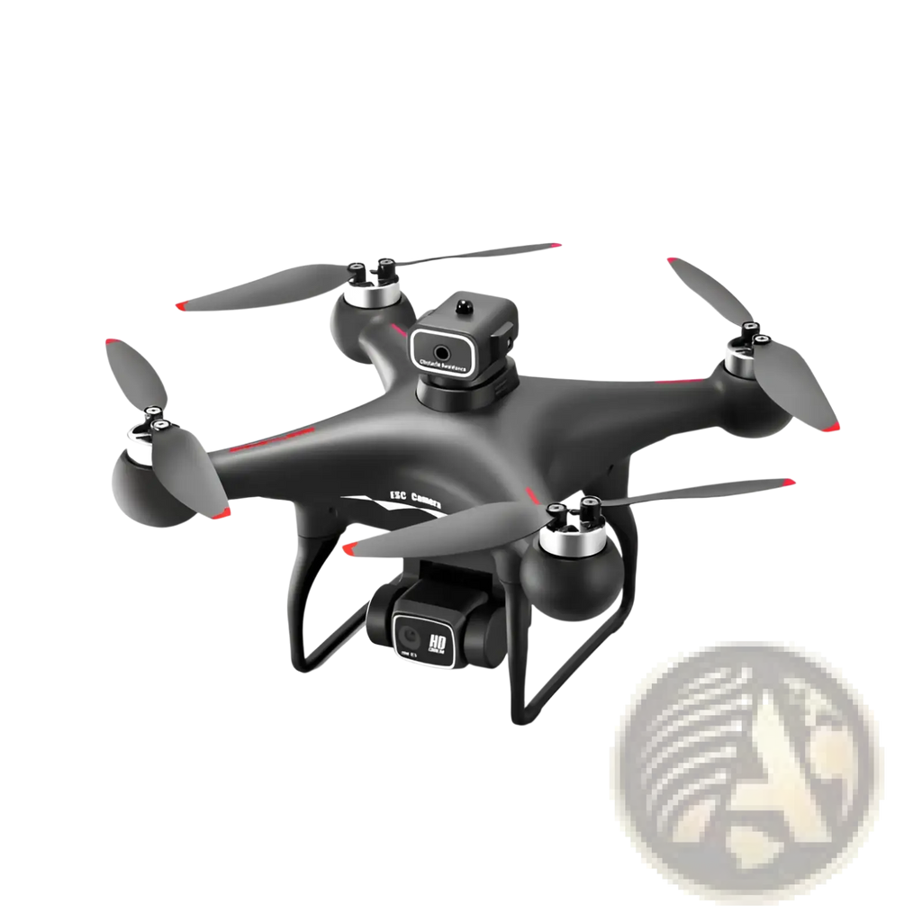 Black S116 dual camera drone with red propeller accents and centrally mounted camera featuring hd optical flow positioning