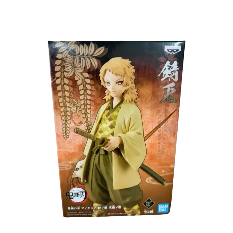 Bandai pvc 16cm zenitsu agatsuma figurine in green and yellow kimono holding sword from sabito makomo tsuyuri set