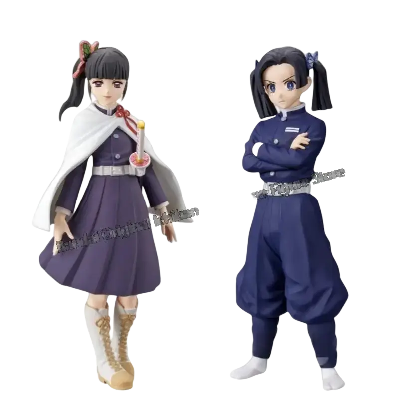 Two detailed pvc anime figurines in purple and navy from sabito makomo tsuyuri kanao action figure set 16cm
